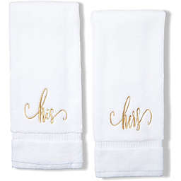 Juvale Monogrammed Hand Towels for Wedding, His and Hers (White, 16 x 30 in, Set of 2)