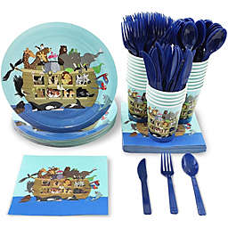 Blue Panda Noah's Ark Animals Baby Shower Party Bundle, Includes Plates, Napkins, Cups, and Cutlery (24 Guests,144 Pieces)