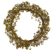 Nearly Natural 20"D Autumn Gypsophila Artificial Wreath - Green