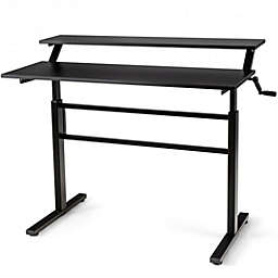 Costway Standing Desk Crank Adjustable Sit to Stand Workstation -Black