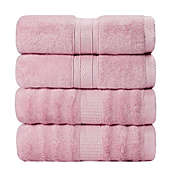 PiccoCasa Soft Viscose 4 Piece Bath Towel for Bathroom, Viscose&Cotton Blended Soft and Highly Absorbent 2 Style Bath Towels Washcloths Quick Dry Shower Towels, 27"X55" Pink