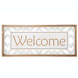 Urban Trends Collection Wood Rectangle Wall Art with Carved Writing 