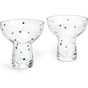 The Wine Savant Polka Dot Margarita Glasses Set of 2 - Elegant Cocktail Glasses, Ideal for Serving Frozen Margaritas, Manhattan, Martini, Wedding Glasses, Colored Glasses - Excellent Addition to Your Home Bar - 12oz