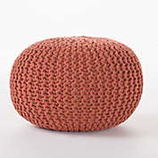 Contemporary Home Living 20" Coral Orange Contemporary Hand Knitted Pouf Ottoman