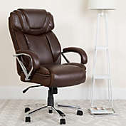 Emma + Oliver 500 lb. Big & Tall Brown LeatherSoft Ergonomic Office Chair with Extra Wide Seat