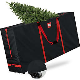 Tree Nest Rolling Christmas Tree Storage Bag, Black Canvas Christmas Tree Box for Artificial Disassembled Trees 7.5ft