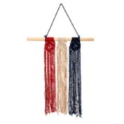 Nearly Natural 14" x 24" Red White and Blue "Americana" Macrame Wall Hanging Art Decor