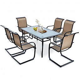 Costway 7 Pieces Patio Dining Furniture Set with Rustproof Frame