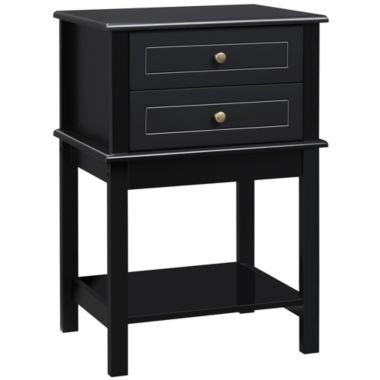 HOMCOM Modern Sofa Side Table with 2 Storage Drawers, End Table with Bottom  Shelf for Living Room or Office, Black | Bed Bath & Beyond