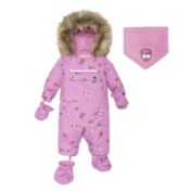 Deux par Deux Printed Little Cats One Piece Baby Snowsuit Purple - 30 Months