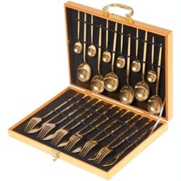 Boson Flatware Set 24 Pieces Silverware Stainless Steel Cutlery Set Include Knife Fork Spoon