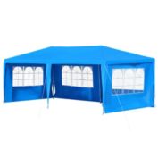 Outsunny Large 10' x 20' Gazebo Canopy Party Tent with 4 Removable Side Walls for Weddings, Picnic, or Events, Blue