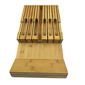 Infinity Merch In-Drawer Bamboo Knife Block Holds in Brown
