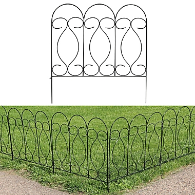Sunnydaze Outdoor Lawn and Garden Metal Traditional Style Decorative Border Fence Panel Set - 10&#39; - Black - 5pk. View a larger version of this product image.