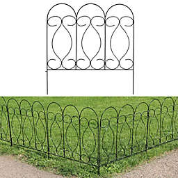 Sunnydaze Outdoor Lawn and Garden Metal Traditional Style Decorative Border Fence Panel Set - 10' - Black - 5pk