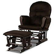 Slickblue Solid Wood Gliding Chair Set with Pockets and Ottoman for Relaxing-Brown