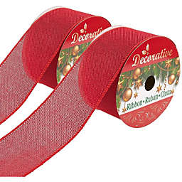 Juvale Red Burlap Ribbons for Crafts, Christmas Holiday Decor (30 Feet, 2 Pack)