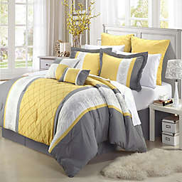 Chic Home Livingston Yellow Comforter Bed In A Bag Set 12 piece - Queen