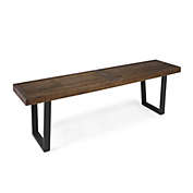 Contemporary Home Living 61.75" Brown and Black Contemporary Rectangular Outdoor Patio Dining Bench