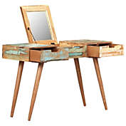 vidaXL Dressing Table with Mirror 44.1"x17.7"x29.9" Solid Reclaimed Wood
