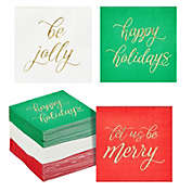 Juvale Christmas Paper Napkins, Holiday Party Supplies (3 Colors, 5x5 In, 102 Pack)