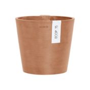 Ecopots Modern Recycled Plastic Round Wall Flower Pot, Terracotta Color, 8-inch