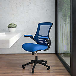Flash Furniture Mid-Back Blue Mesh Swivel Ergonomic Task Office Chair with Flip-Up Arms