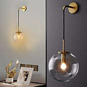 Stock Preferred Nordic Golden Metal Wall Sconce Lamp in Clear Glass Ball Shade