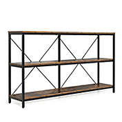 Slickblue 3-tier Console Table with Storage Shelves-Rustic Brown