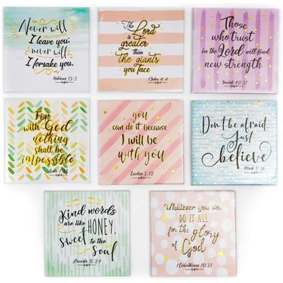 Paper Junkie 8 Pack Inspirational Christian Refrigerator Magnet Set with Bible Verses for Gifts, Whiteboard, Locker, Office (2.5 In)