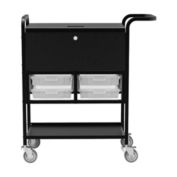 Offex File Cart With Locking Cabinet And Storage Bins