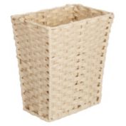 mDesign Woven Rectangle Decorative Garbage Wastebasket Trash Bin - Taupe