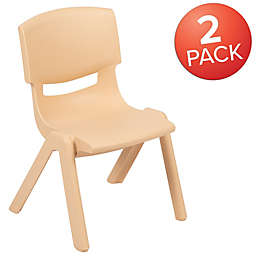 Flash Furniture 2 Pack Natural Plastic Stackable School Chair with 12" Seat Height