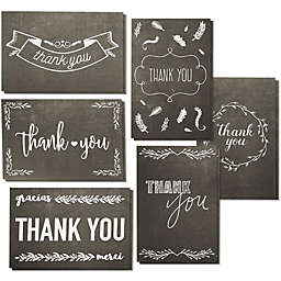Best Paper Greetings Thank You Cards with Envelopes, White Chalkboard Designs (4 x 6 In, 144 Pack)