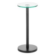 mDesign Metal and Glass Top Round Accent Table