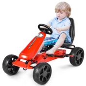 Slickblue Outdoor Kids 4 Wheel Pedal Powered Riding Kart Car-Red