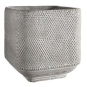 Urban Trends Collection Cement Square Pot with Embossed Abstract Pattern Design Body and Tapered Bottom SM Washed Finish Gray