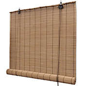 Stock Preferred Brown Bamboo Roller Blinds 47.2" x 63" in Brown
