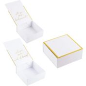 Juvale 2 Bridesmaid Proposal Box and 1 Maid of Honor Proposal Gift Box, Gold Foil Text and Border, Customizable Cover, Perfect for Will You Be My Bridesmaid, MOH Presents, White, 8 x 8 x 3.6 Inches