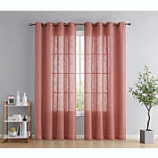 THD Serena Faux Linen Textured Semi Sheer Privacy Sun Light Filtering Transparent Window Grommet Short Thick Curtains Drapery Panels for Bedroom & Living Room, 2 Panels (54 W x 63 L, Blush Pink)