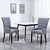 vidaXL vidaXL Dining Chair with Armrests Light Grey Fabric