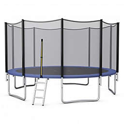 Costway-CA 8/10/12/14/15/16Feet Outdoor Trampoline Bounce Combo with Safety Closure Net Ladder-15 ft