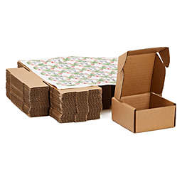 Stockroom Plus Brown Corrugated Shipping Boxes, 4x4x2 Box Cardboard Mailers with Thank You Stickers (25 Pack)