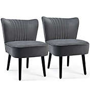Slickblue Set of 2 Armless Upholstered Leisure Accent Chair-Gray
