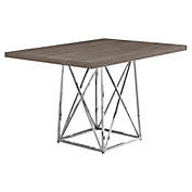 Monarch Specialties I 1057 Dining Table - 36&quot; X 48&quot; / Dark Taupe / Chrome Metal