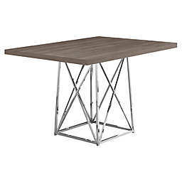 Monarch Specialties I 1057 Dining Table - 36" X 48" / Dark Taupe / Chrome Metal