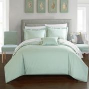 Chic Home Hartford 4 Pieces Duvet Cover Set Cotton Minimalist Twill Weave Design Button Closure Decorative Pillow Shams - Queen 90" x 90" - Aqua