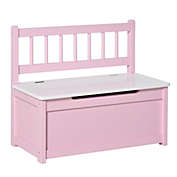 Halifax North America 2-IN-1 Wooden Toy Box Kids Seat Bench Storage Chest Cabinet Chunk Cube with Safety Pneumatic Rod Pink