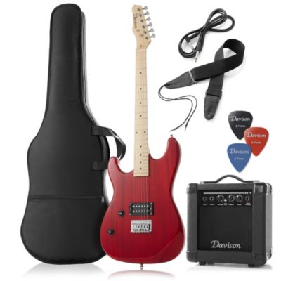 Davison Guitars Left Handed Electric Guitar with 10-Watt Amp - Full Size Beginner Kit with Gig Bag and Accessories