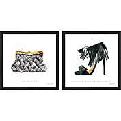 Great Art Now Glitz and Glam B by Mercedes Lopez Charro 13-Inch x 13-Inch Framed Wall Art (Set of 2)